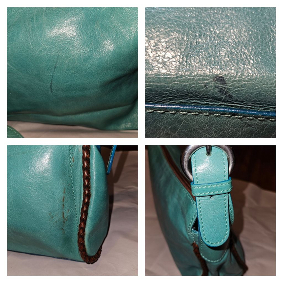 Claudia Firenze Teal Genuine Leather Shoulder Bag / Made in Italy - Picture 3 of 11
